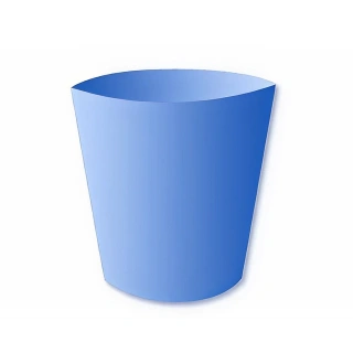 Blue plastic cup or trash bin on white background