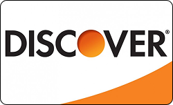 Discover credit card logo with orange circle and diagonal stripe design element.
