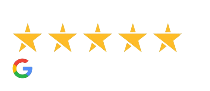 Five gold stars with Google logo, representing Parker Orthodontics customer rating